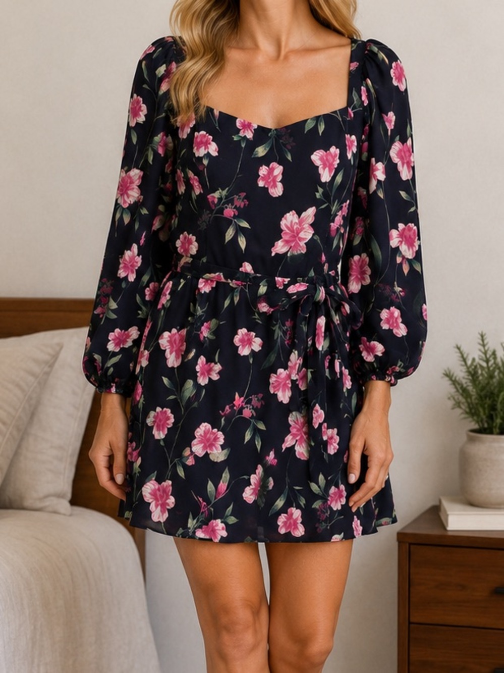 Eliza J Blue Floral Sweerheart Mini Dress 8